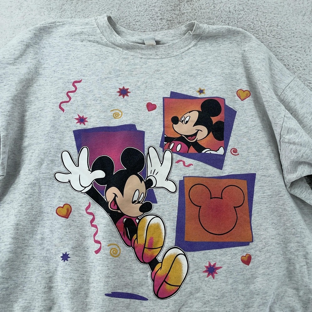 Vintage Disney Mickey Minnie Sweatshirt‎ Womens CROP FIT 2XL Crewneck Mouse 90s